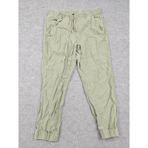 J.CREW Pants - J Crew Pants Womens 4 Green Linen Twill Jogger Cuffed Elastic Waist Casual